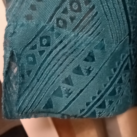 FINAL PRICE alfred dunner teal sheer 2-pc jacket set w brown trim & buttons 14 - Picture 9 of 12